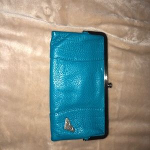 blue leather wallet